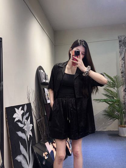 D 25 Old flower dark pattern jacquard beach shorts