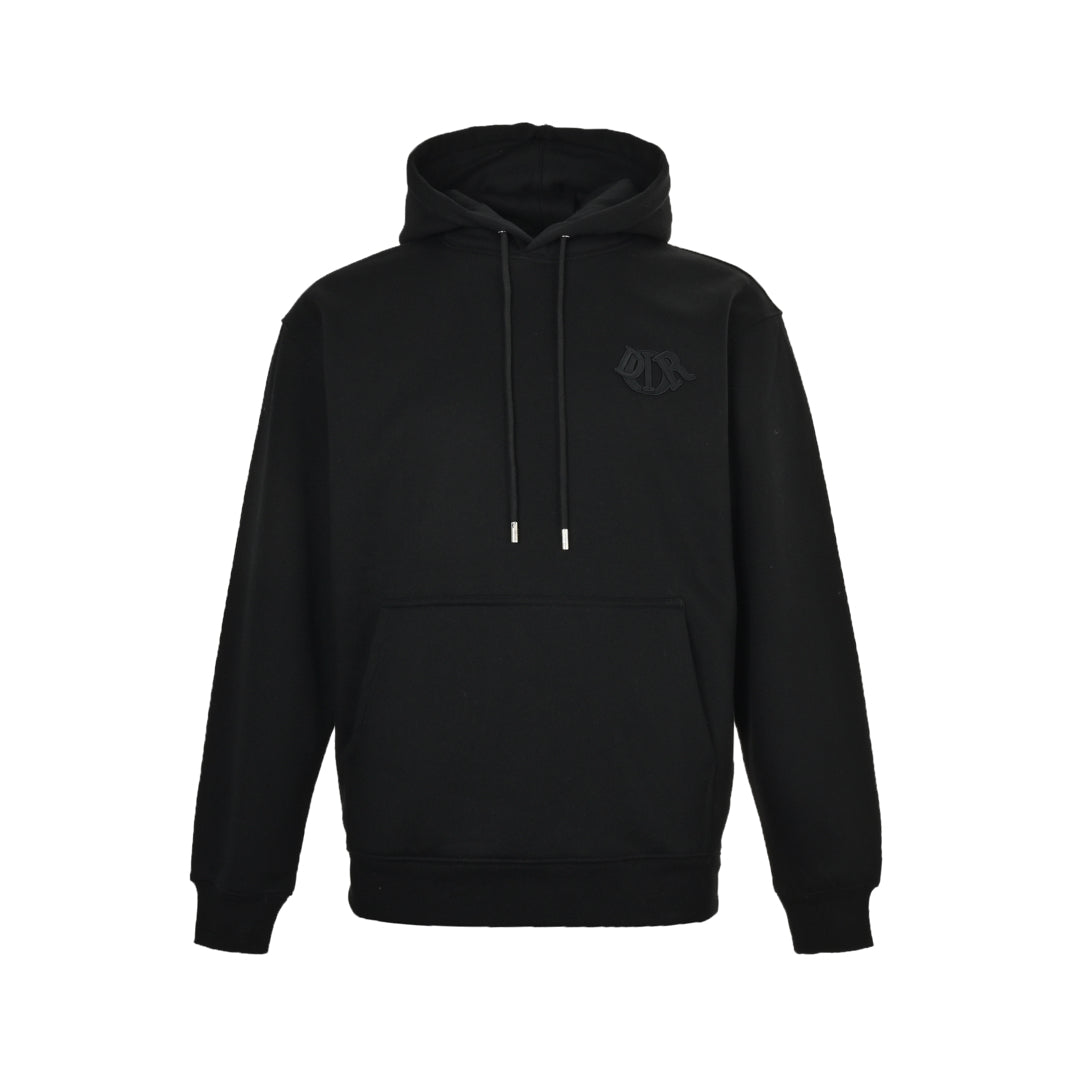 Tricolor embroidered patchwork hooded sweatshirt