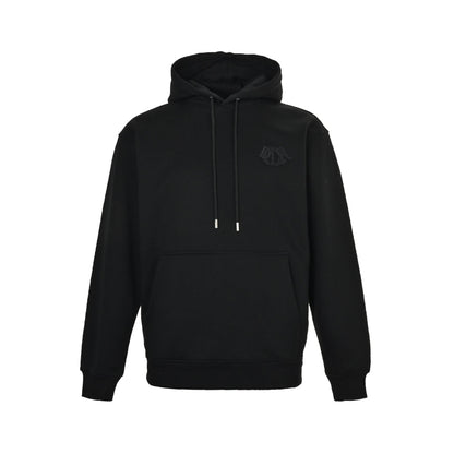 Tricolor embroidered patchwork hooded sweatshirt