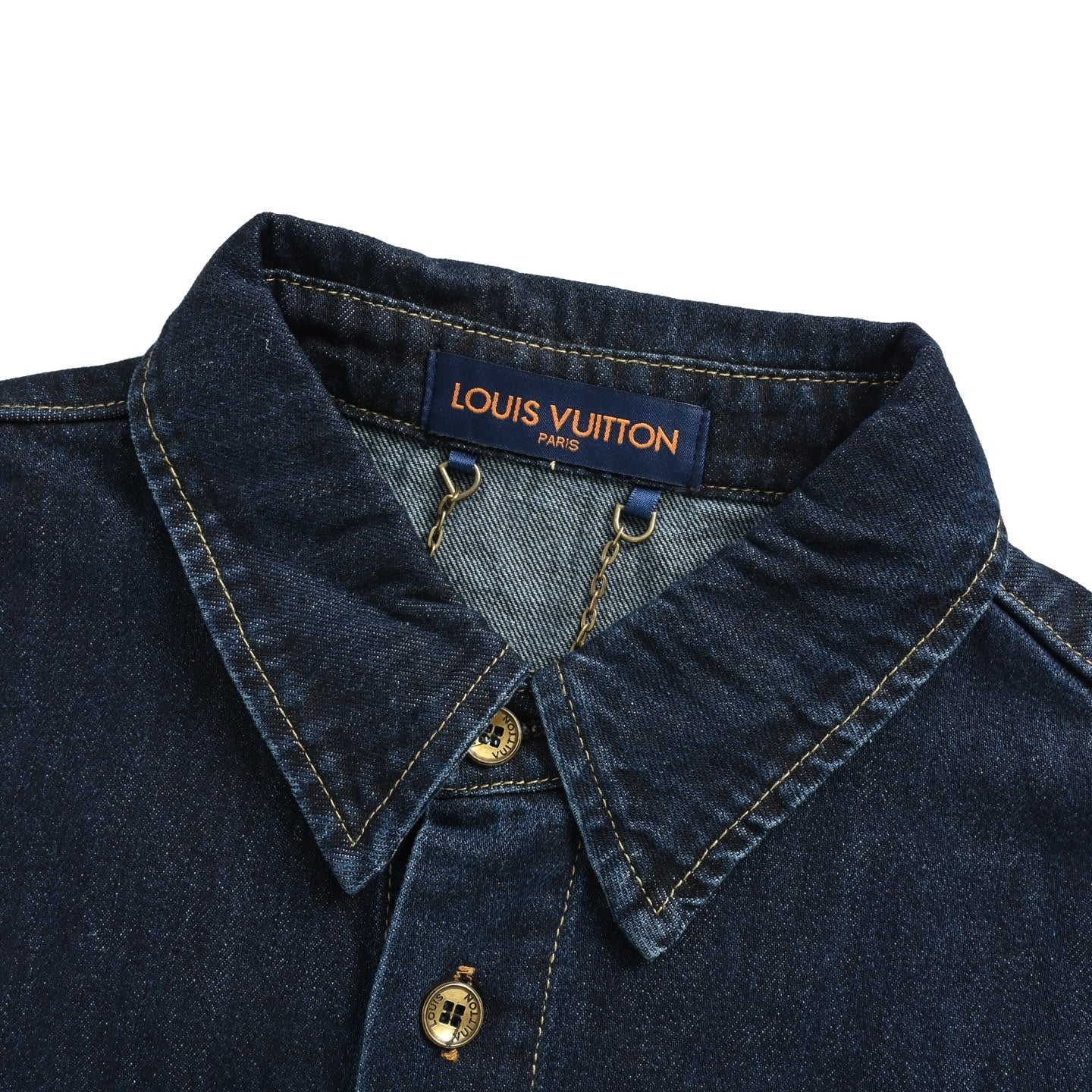 25ss rope signature letter embroidered denim short sleeved shirt