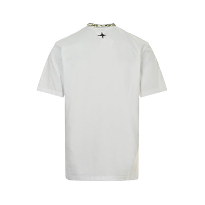 25 Neckline Letter Jacquard Webbing Short Sleeves