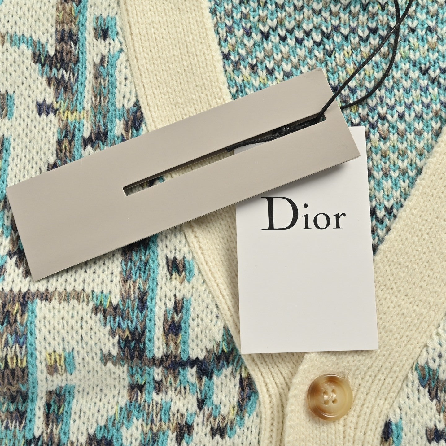 25Fw all-over print monogram jacquard cardigan sweater