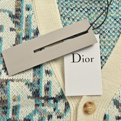 25Fw all-over print monogram jacquard cardigan sweater