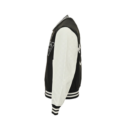 Pearl embroidered letter baseball jacket