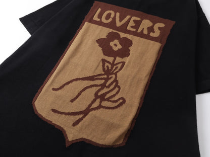 24SS early spring new jacquard knitted pullover short sleeved T-shirt.