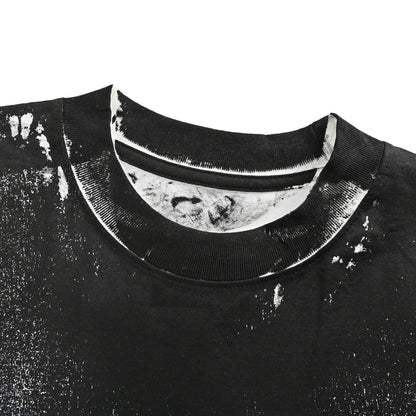Front and back black and white double letter printed short sleeves