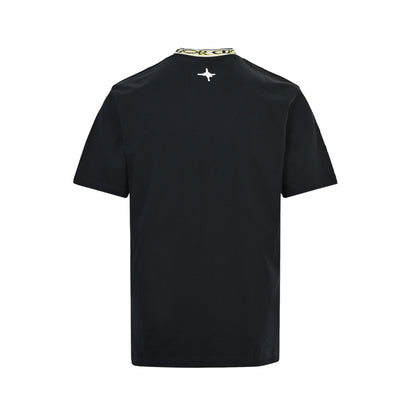 25 Neckline Letter Jacquard Webbing Short Sleeves