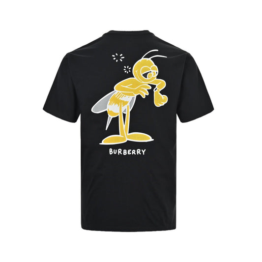 Cartoon bee flocked print short sleeves