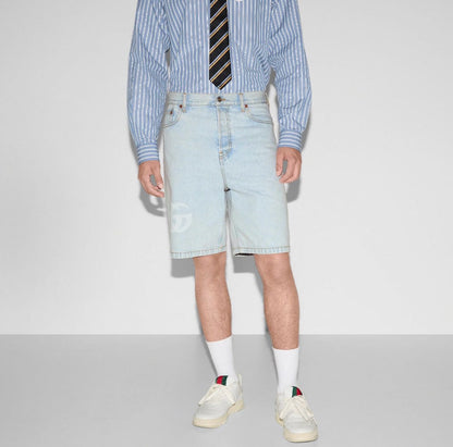 G 25 Washed blue denim shorts