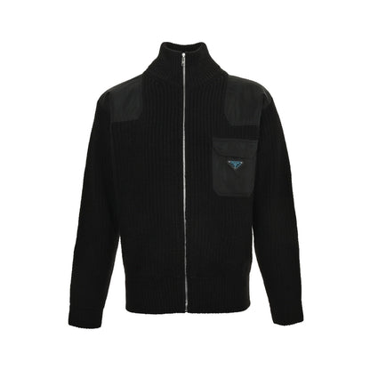 Triangle logo patchwork knitted sweater
