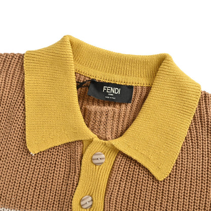 25ss Badge striped plain knit Polo short sleeved shirt