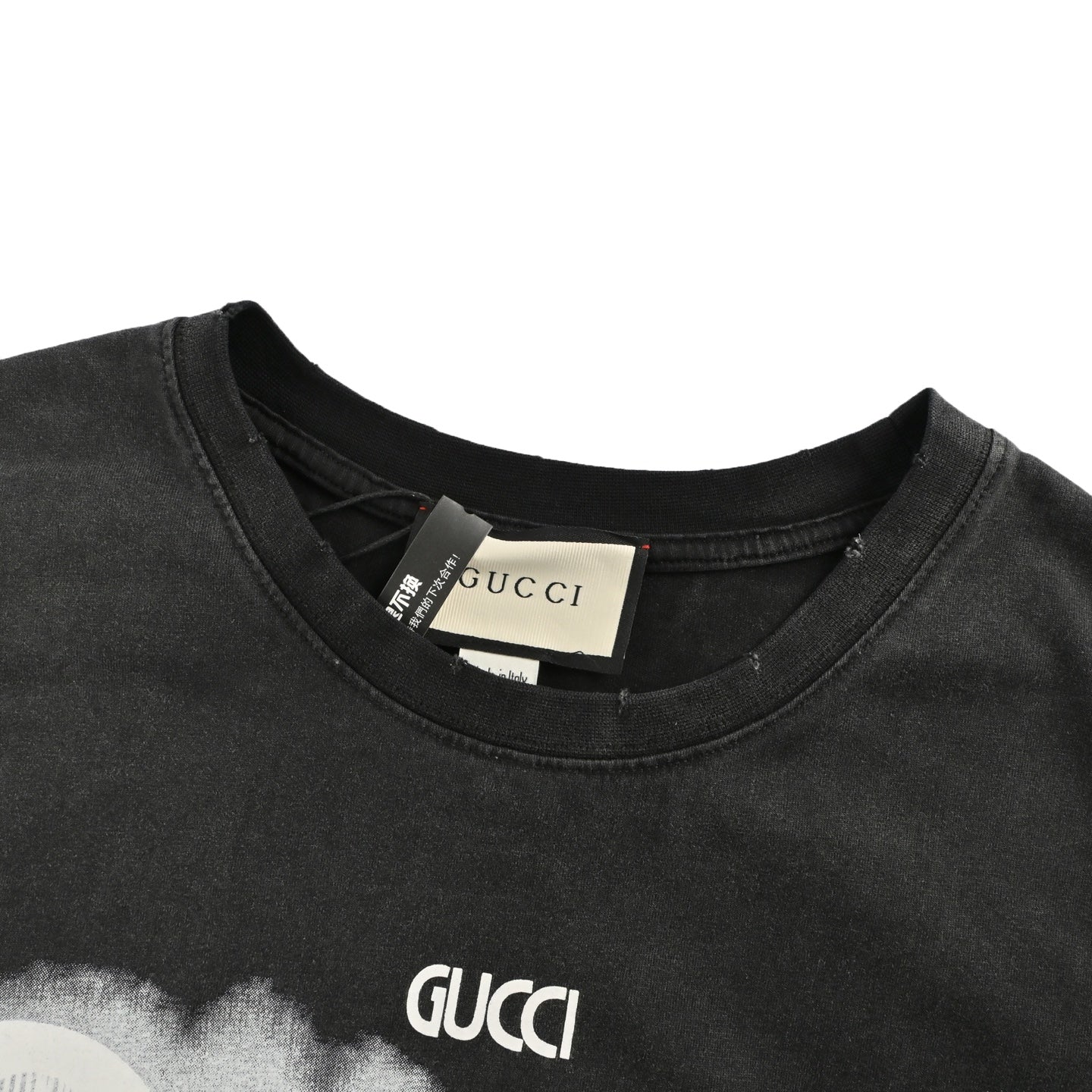 g 25 Washed cursive letter printed short sleeved shirt