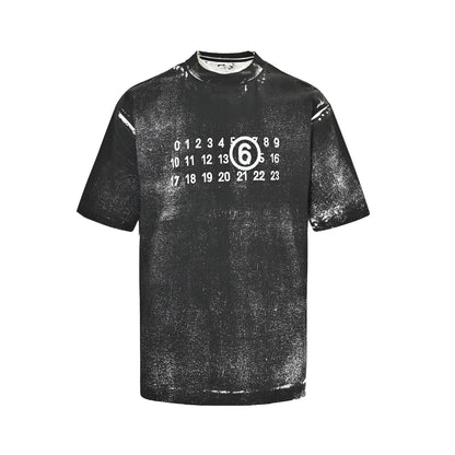 Front and back black and white double letter printed short sleeves