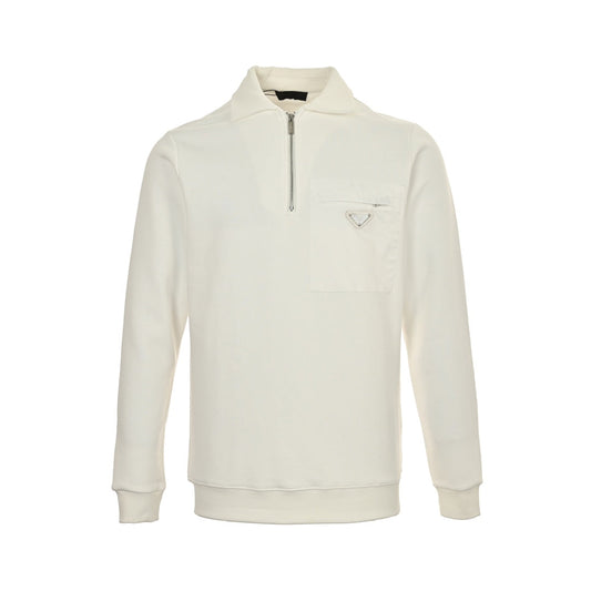 Half-zip lapel sweatshirt with pocket badge triangle logo