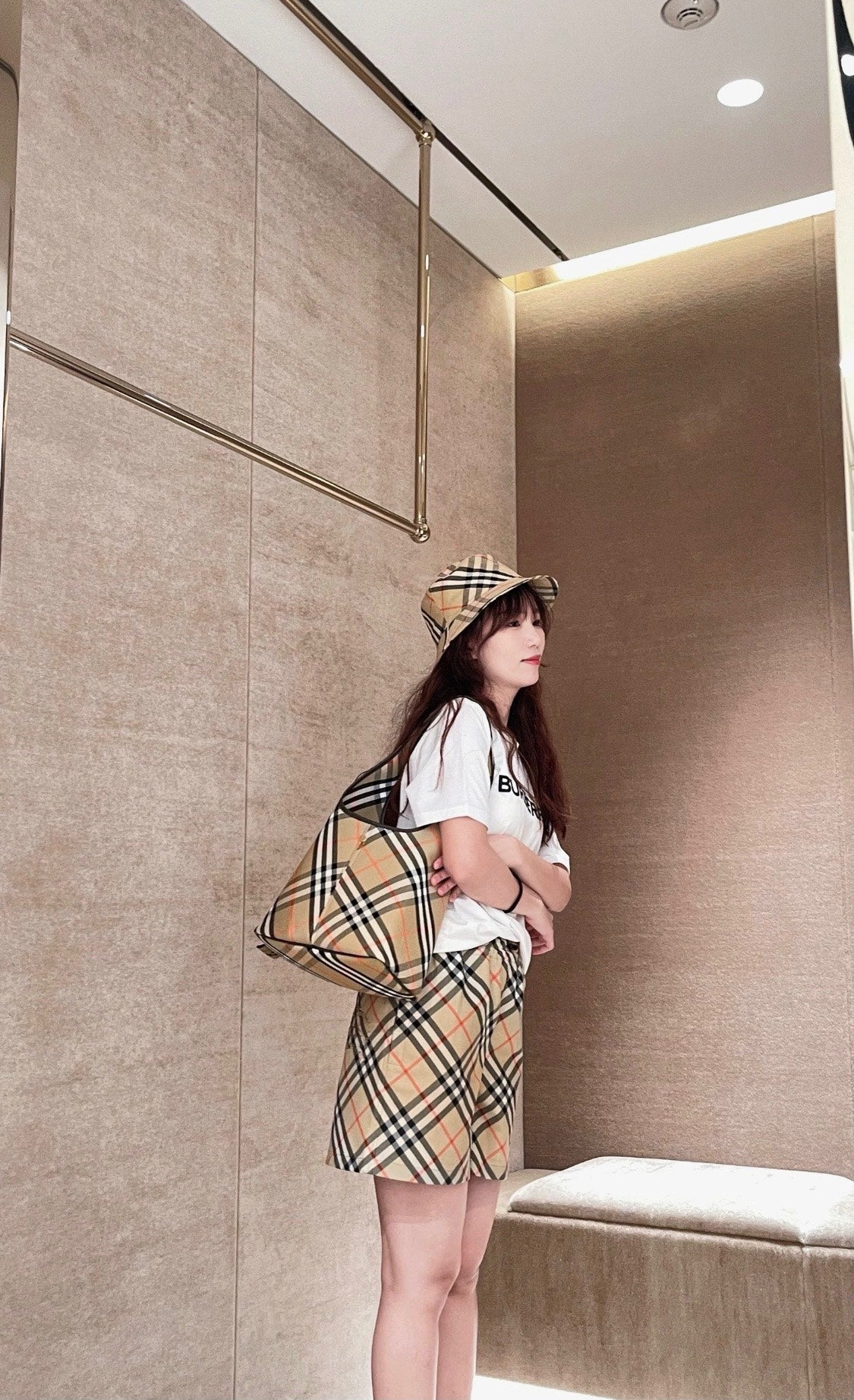 25 Diagonal plaid shorts