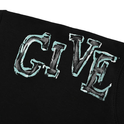 25ss Hand-painted lettering printed short sleeves on shoulders