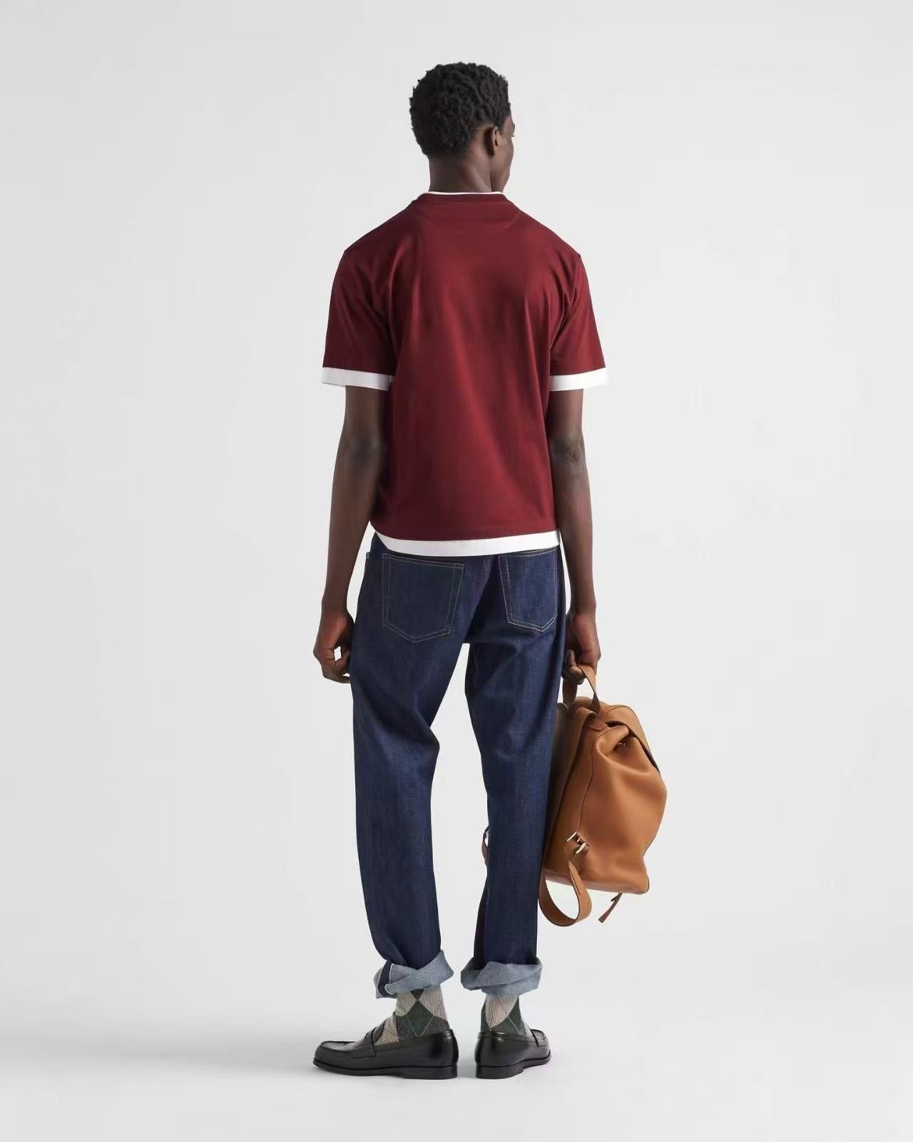25ss fake two-piece spliced short sleeved shirt