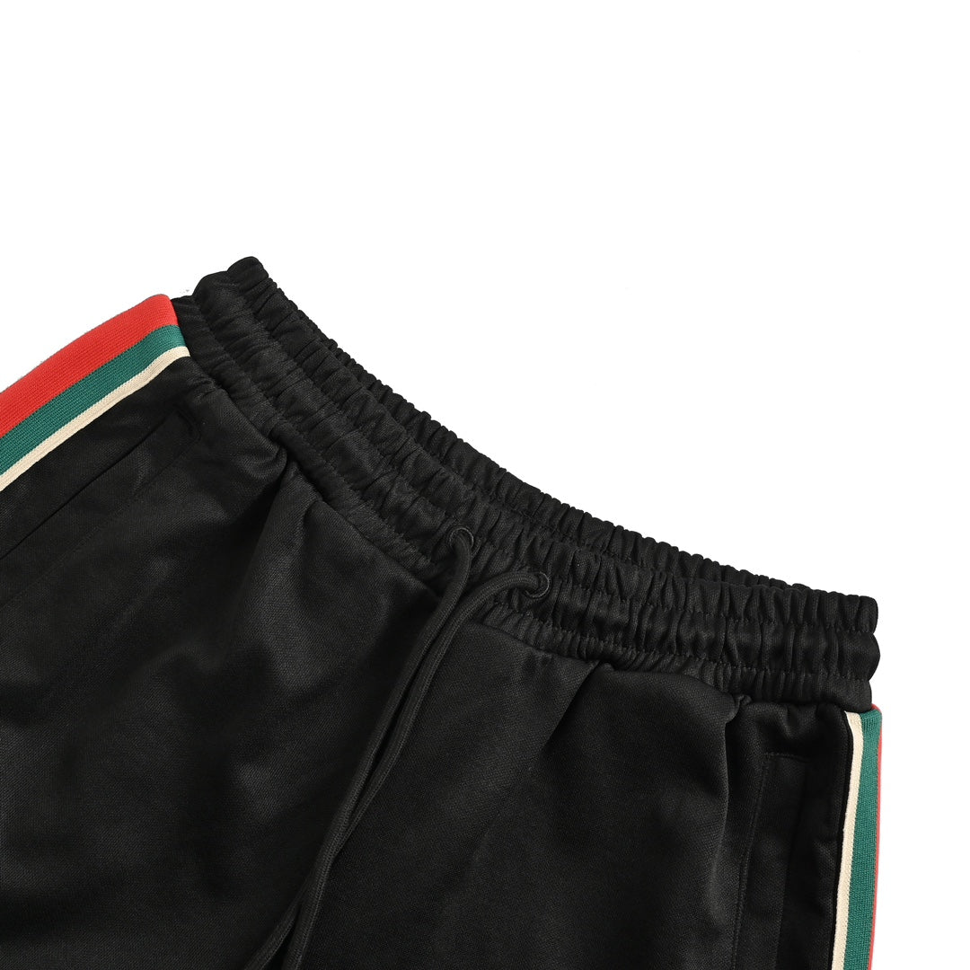 25SS Classic red and green webbing pockets Double G embossed shorts