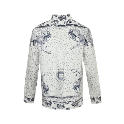 25ss co branded animal flower painted mulberry silk shirt