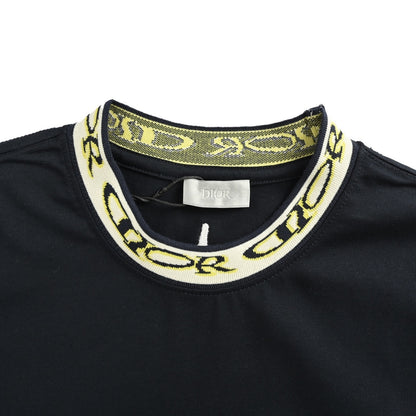 25 Neckline Letter Jacquard Webbing Short Sleeves