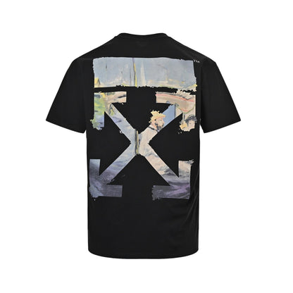 25ss Watercolor oil painting arrow print short sleeves