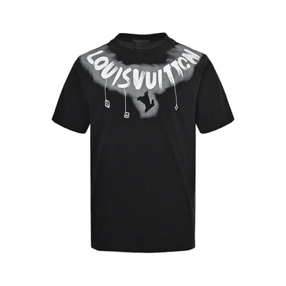 25ss Neckline graffiti letter print short sleeves