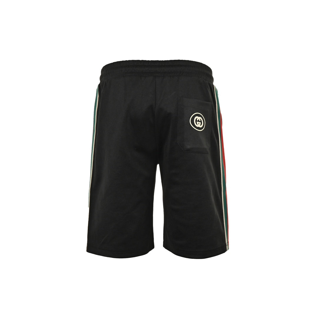 25SS Classic red and green webbing pockets Double G embossed shorts
