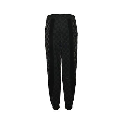 Flocked checkerboard trousers set