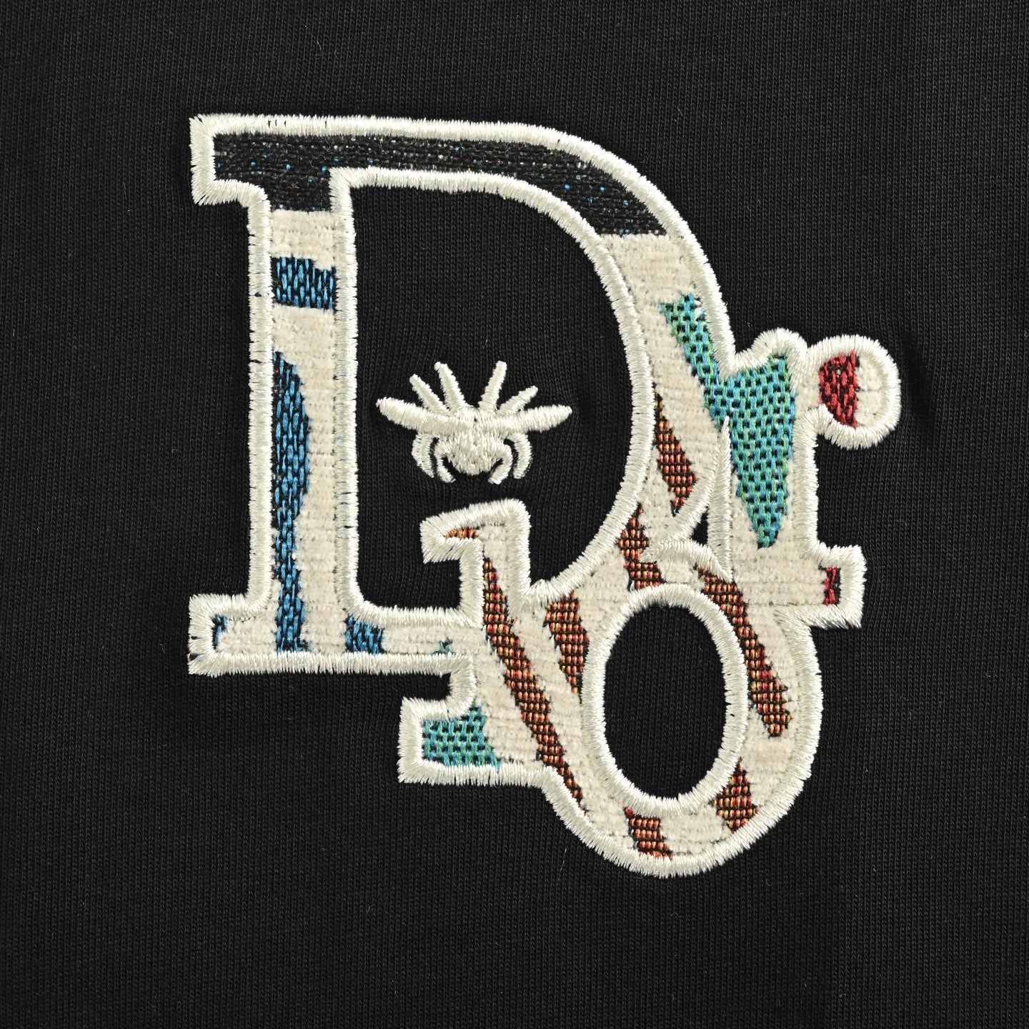 25ss Flower painted embroidered letter short sleeved shirt
