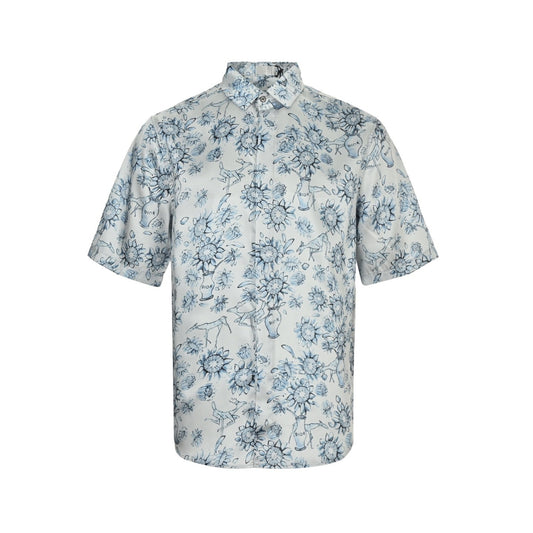 25ss Floral and animal print short-sleeved shirt