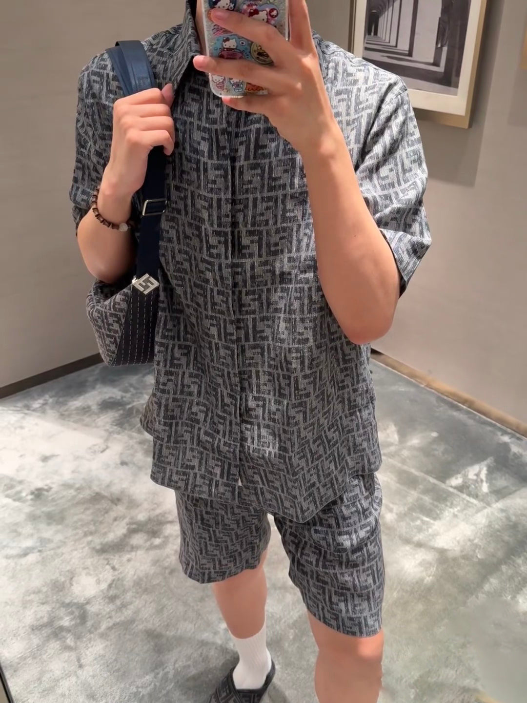 25ss Topstitched FF jacquard short-sleeved shirt