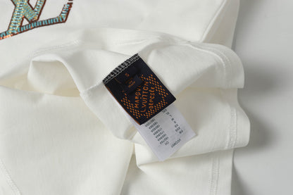 25ss Handmade bead embroidered short sleeved T-shirt