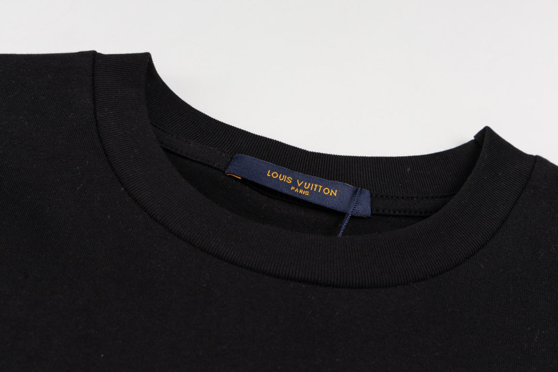 24ss Heavy Industry Nail Bead Letter Embroidered Short Sleeve T-shirt