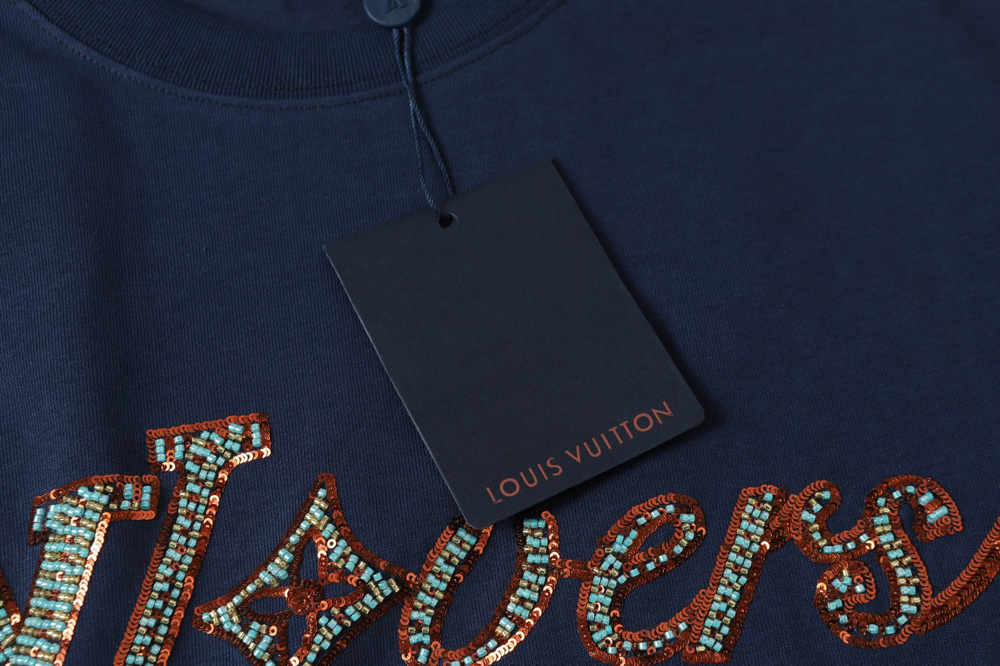 25SS Handmade bead embroidered short sleeved T-shirt