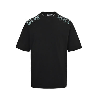 25ss Hand-painted lettering printed short sleeves on shoulders