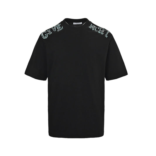 25ss Hand-painted lettering printed short sleeves on shoulders