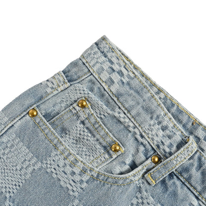 25ss checkerboard jacquard denim shorts
