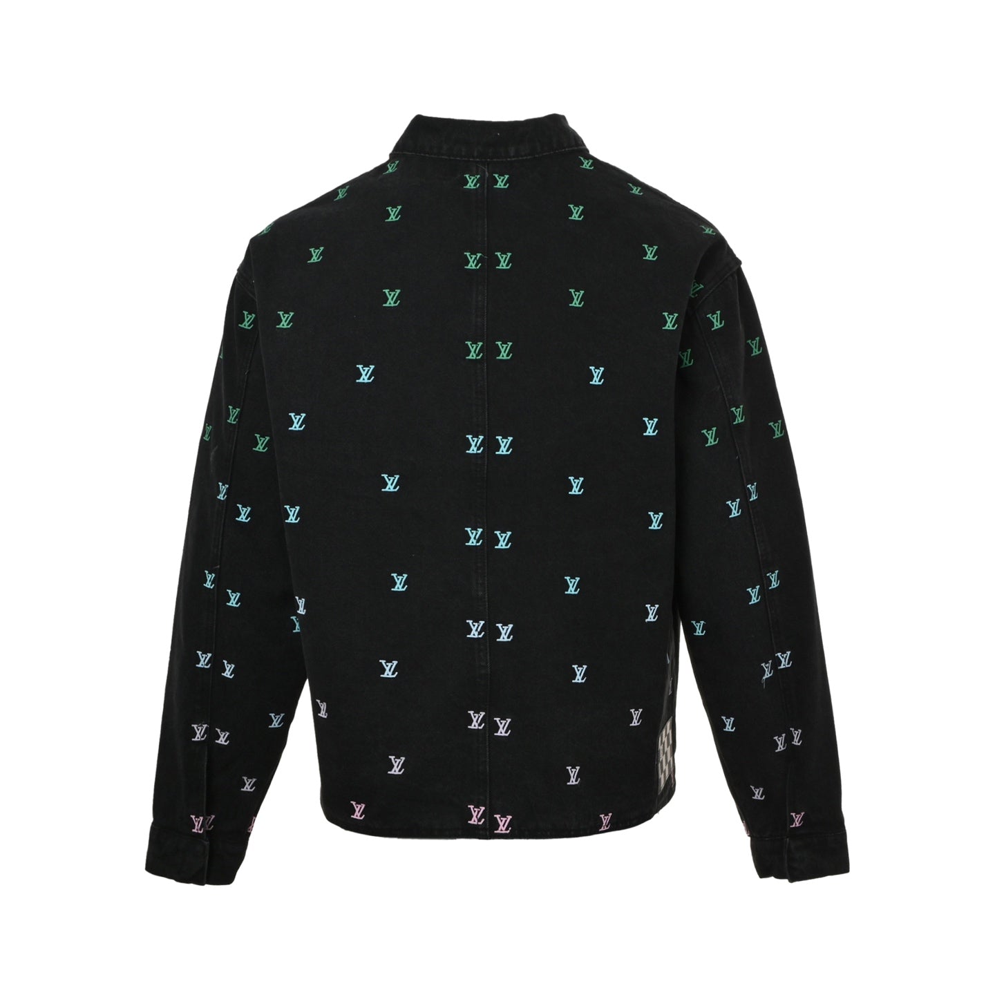 Gradient fully embroidered denim jacket set
