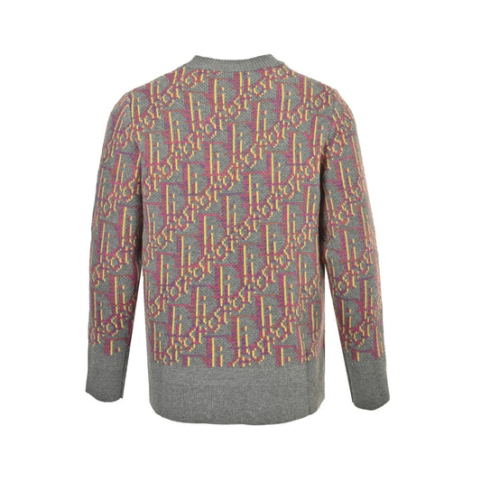 25Fw all-over print monogram jacquard crew neck sweater