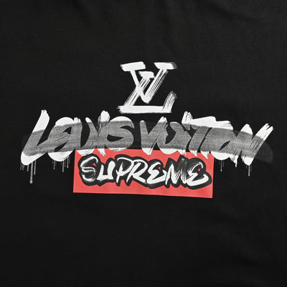 Co branded logo graffiti printed short sleeved shirt