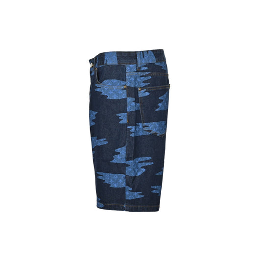 25ss blue sky and white cloud printed denim shorts