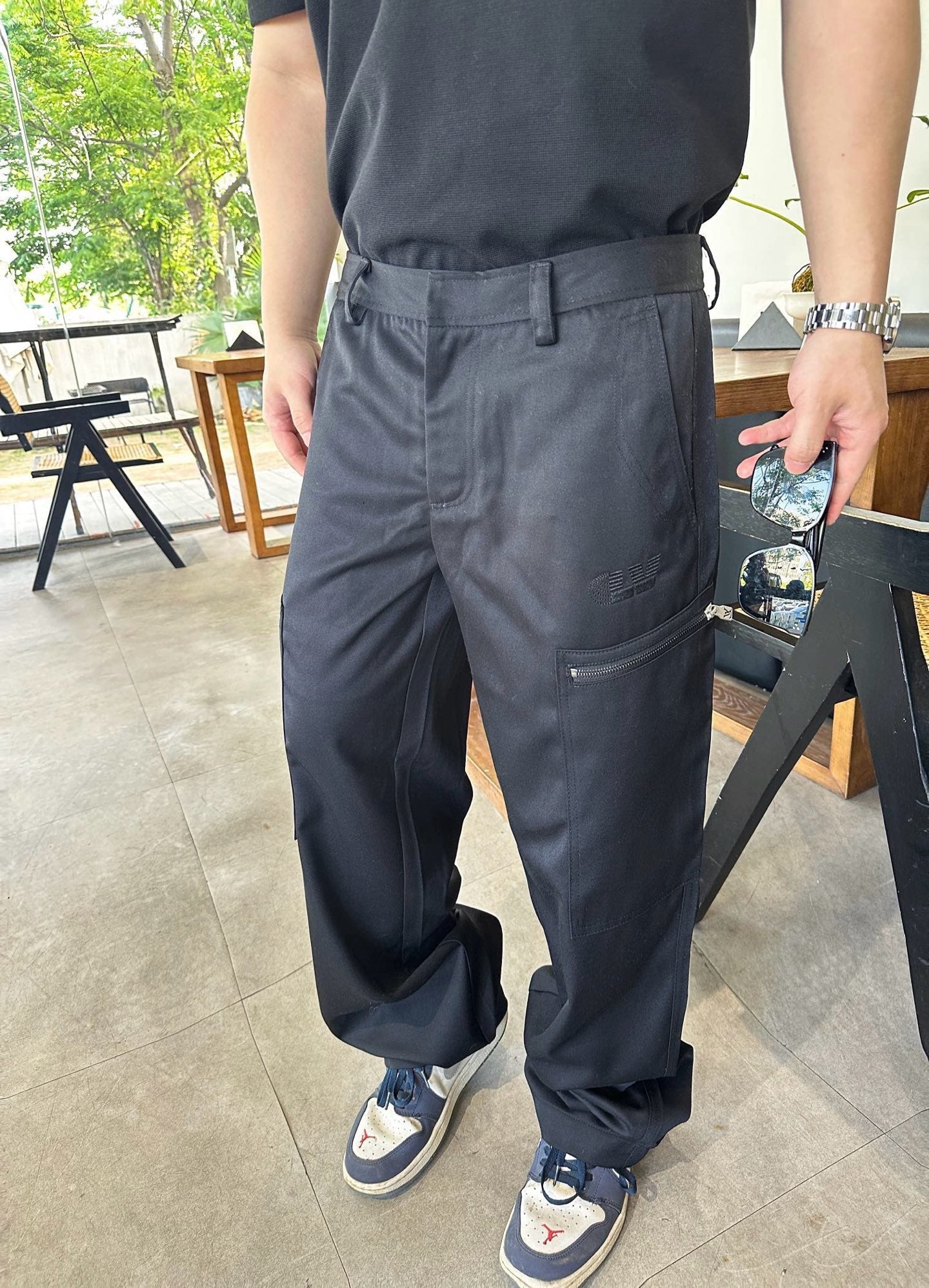 25ss Embroidered Logo Pocket Zipper Work Pants