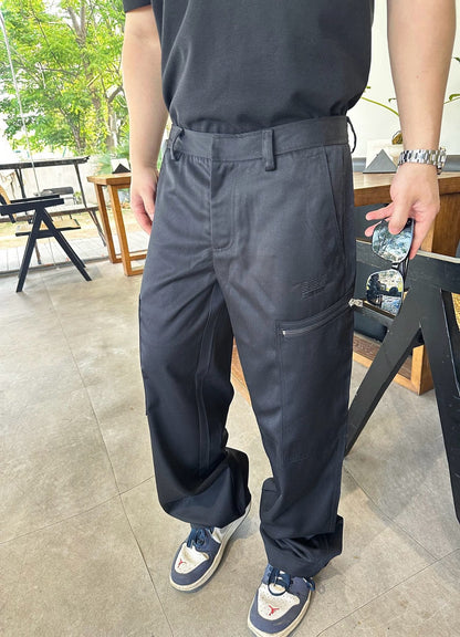 25ss Embroidered Logo Pocket Zipper Work Pants