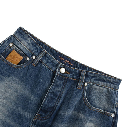 Sun dried faded washed denim jeans