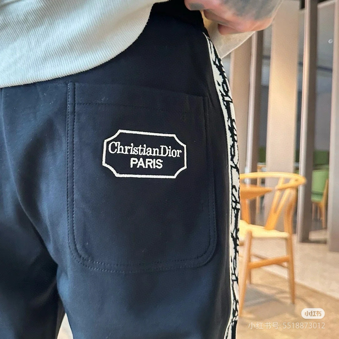 jacquard webbing trousers with embroidered logo