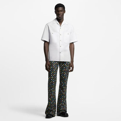 25ss Embossed double pocket short sleeve shirt