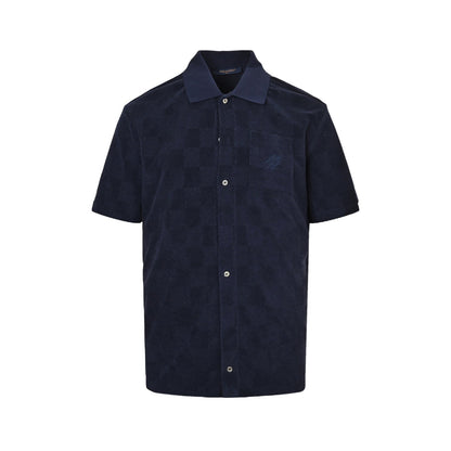 25ss dark checkerboard patterned towel cloth short sleeved shirt