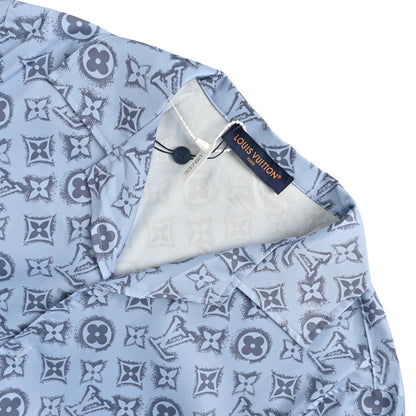 24ss full print presbyopia silk suit short sleeved shirt