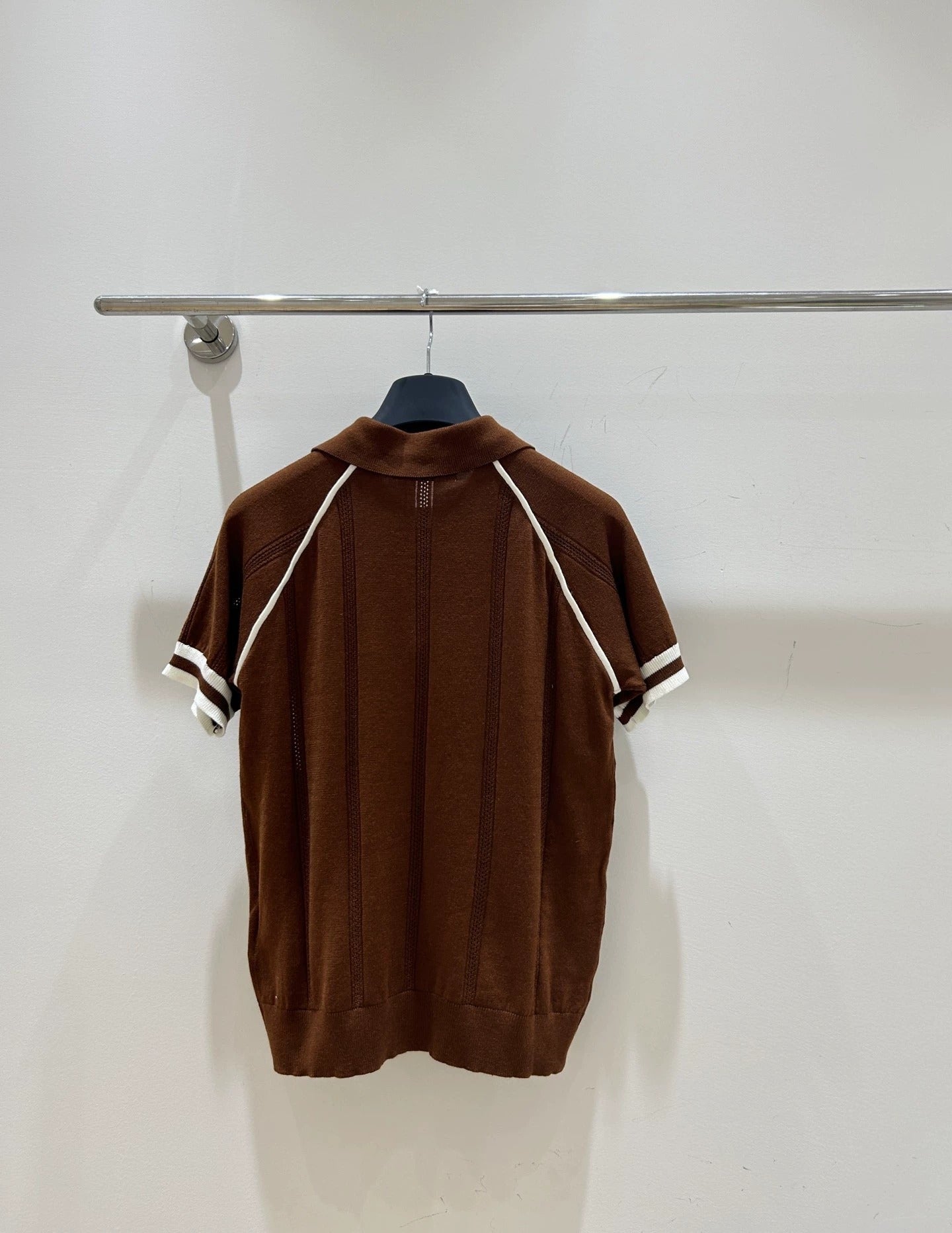 25 Summer new brown lapel knitted short sleeves