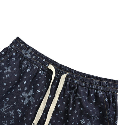 25ss full print vintage denim shorts